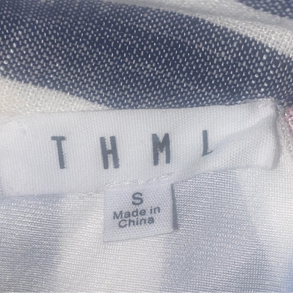 THML Women's Linen Blend Striped Embroidered Halter Dress, sz Small - Picture 7 of 14